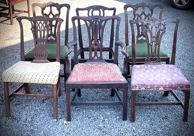 Lot 3050 - A pair of George III mahogany dining chairs of...