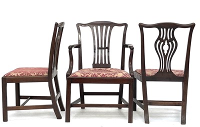 Lot 3053 - A set of six Georgian mahogany dining chairs...