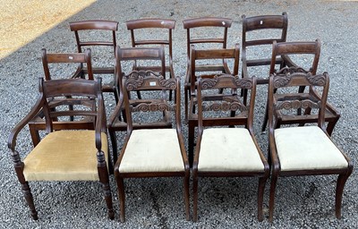 Lot 3066 - A set of three Regency mahogany dining chairs,...