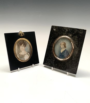 Lot 147 - Portrait miniatures Two oval 19th century...