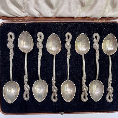 Lot 137 - A set of six Chinese silver teaspoons, stamped...