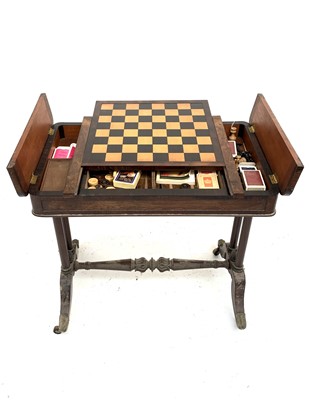 Lot 3076 - A William IV rosewood games table, the central...