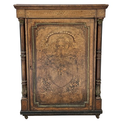 Lot 3081 - A Victorian walnut and inlaid side cabinet,...