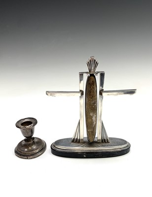 Lot 92 - An Art Deco silver manicure stand with engine...