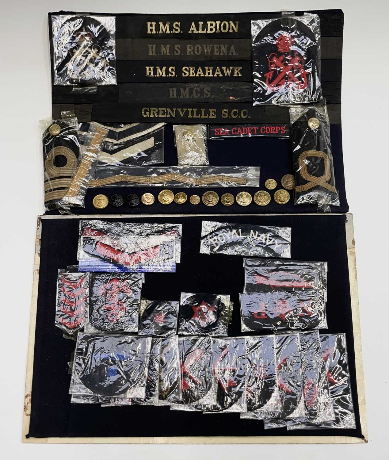 Lot 228 - Royal Navy - 1. Two display cards containing...