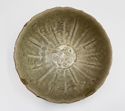 Lot 7 - A Chinese Longquan celadon bowl, Ming Dynasty,...
