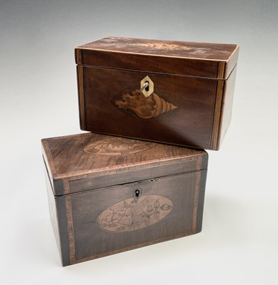 Lot 59 - A George III mahogany tea caddy, with boxwood...