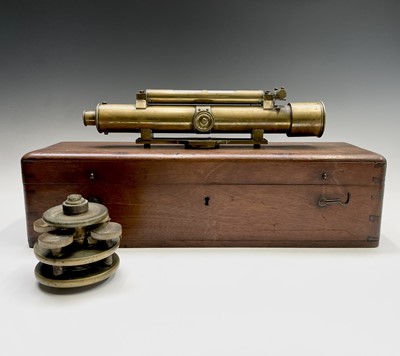 Lot 400 - A 19th century surveyors' brass level,...