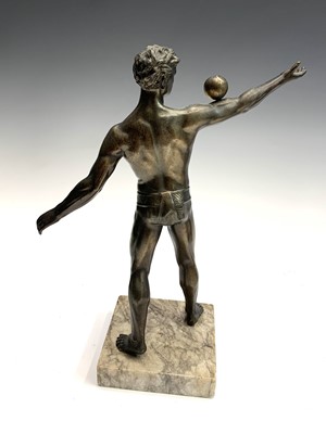 Lot 53 - An Art Deco period spelter and marble three...