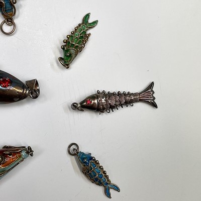 Lot 227 - Five Chinese articulated fish. The largest...