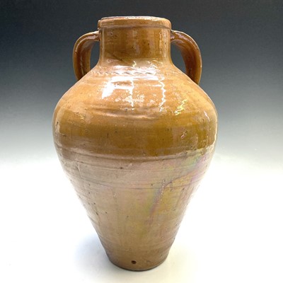 Lot 140 - A large slipware two-handled vase, circa...