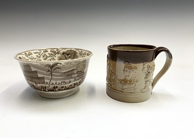 Lot 856 - A good brown stoneware commemorative mug,...