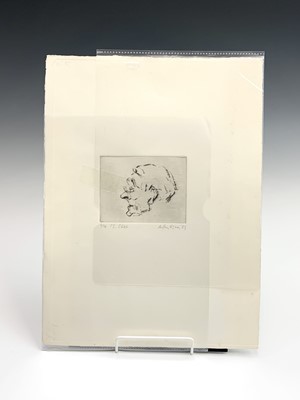 Lot 1434 - An etching of T S Eliot, indistinctly signed...