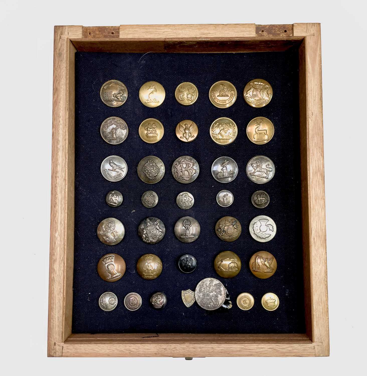 Lot 244 - Livery Buttons (x36). Comprising a board...