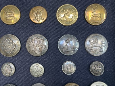 Lot 244 - Livery Buttons (x36). Comprising a board...