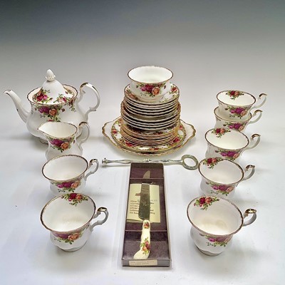 Lot 837 - A Royal Albert 'Old Country Roses' tea set...