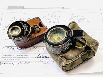 Lot 412 - A WWI black lacquered brass military compass,...