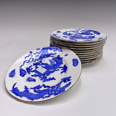 Lot 848 - A Coalport 'Blue Dragon' pattern tea service...