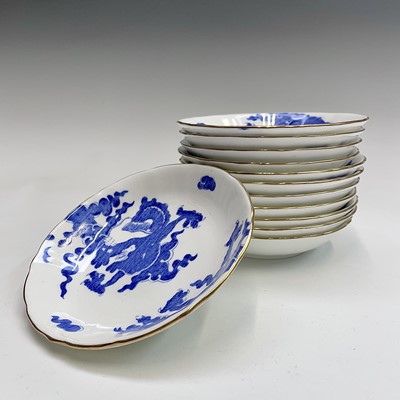 Lot 848 - A Coalport 'Blue Dragon' pattern tea service...