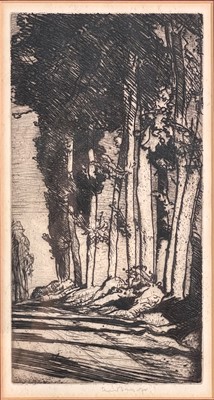 Lot 1203 - Frank BRANGWYN (1867-1956) Tree Lined Lane...