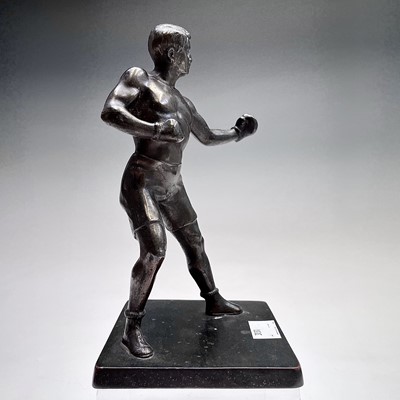 Lot 126 - A patinated spelter figure of a pugilist,...