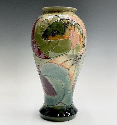 Lot 820 - A Moorcroft 'Carp' pattern vase, designed by...