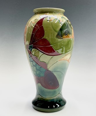 Lot 820 - A Moorcroft 'Carp' pattern vase, designed by...