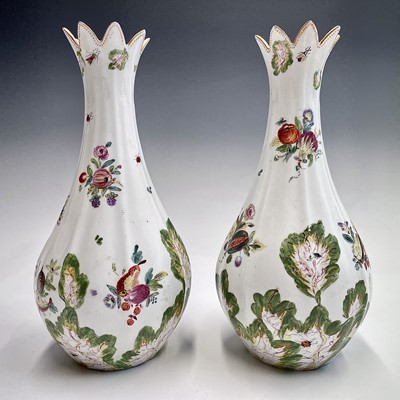 Lot 808 - A pair of Chelsea fluted baluster vases or...