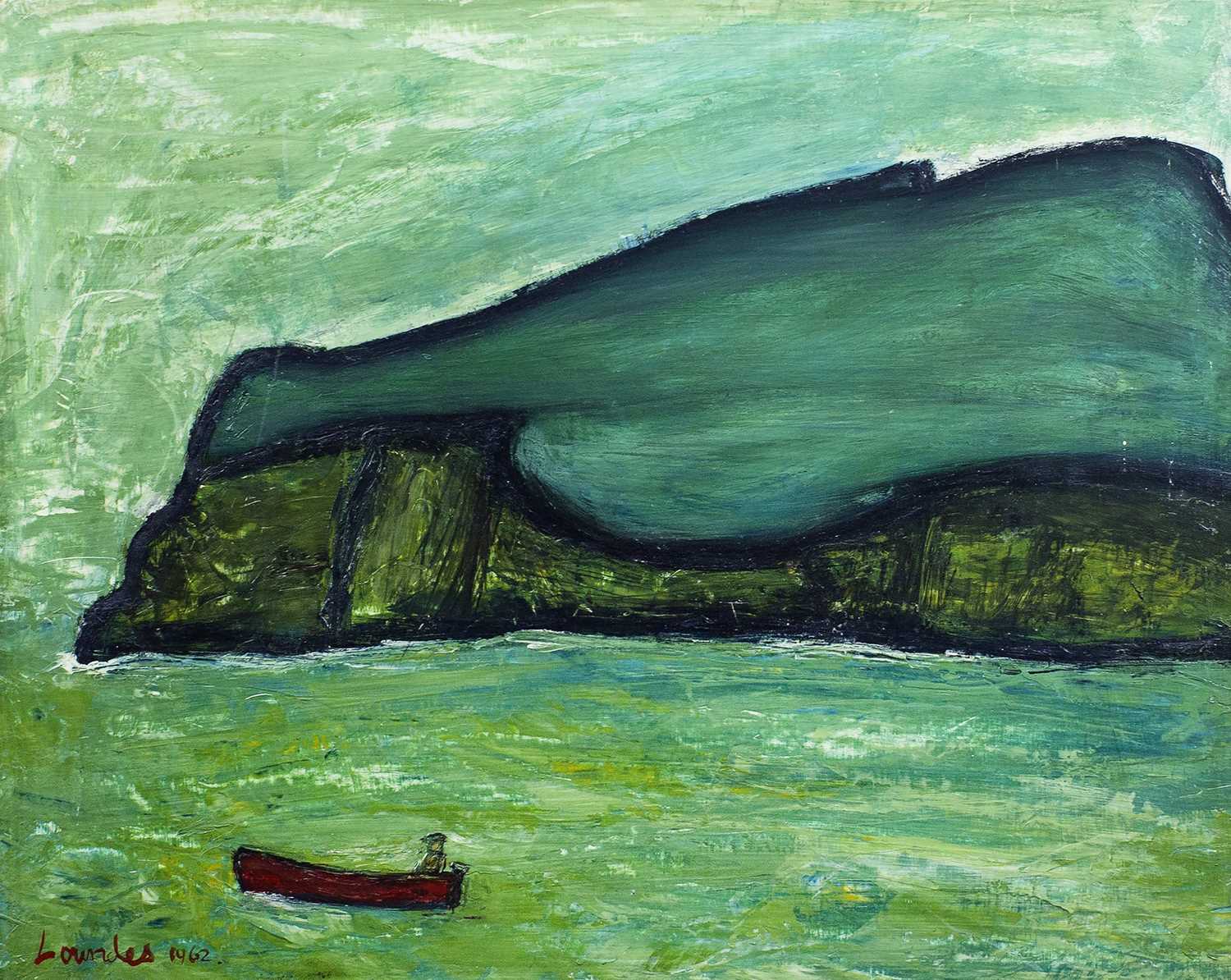 Lot 73 - Alan LOWNDES (1921-1978) The Red Boat, St Ives,...