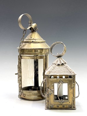 Lot 72 - A 19th century brass and horn circular lantern,...