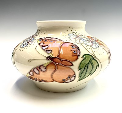 Lot 821 - A Moorcroft 'Butterfly' pattern squat vase,...