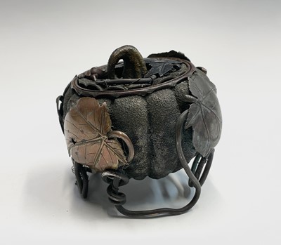 Lot 95 - A Japanese bronze and metal censer and cover...