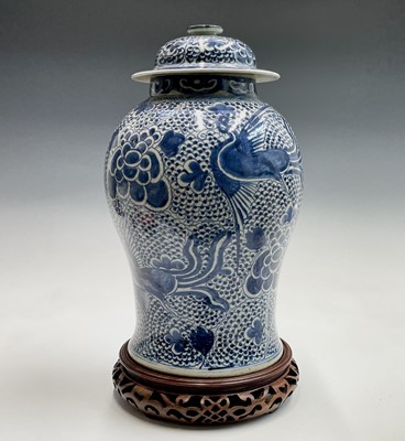Lot 115 - A large Chinese blue and white vase and cover,...
