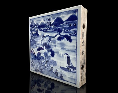 Lot 94 - A Chinese blue and white porcelain pillow...