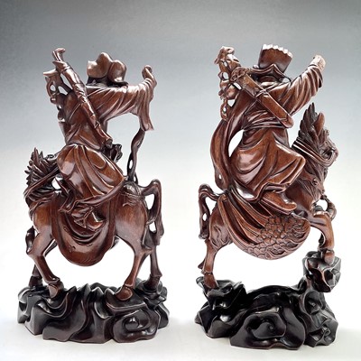 Lot 88 - A pair of Chinese wood figures, 19th century,...
