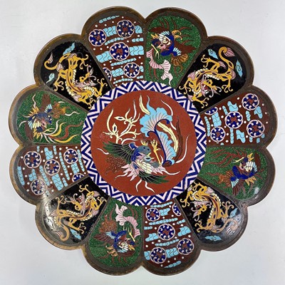 Lot 98 - Three Japanese cloisonne dishes, Meiji period,...