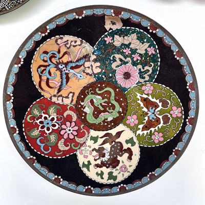Lot 98 - Three Japanese cloisonne dishes, Meiji period,...