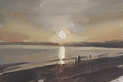 Lot 1218 - Oliver BULL (1970) Sunset, Oil on paper Signed...