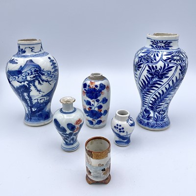 Lot 73 - Five Chinese blue and white porcelain vases,...