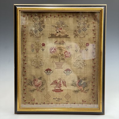 Lot 2801 - A 19th century sampler, embroidered with the...