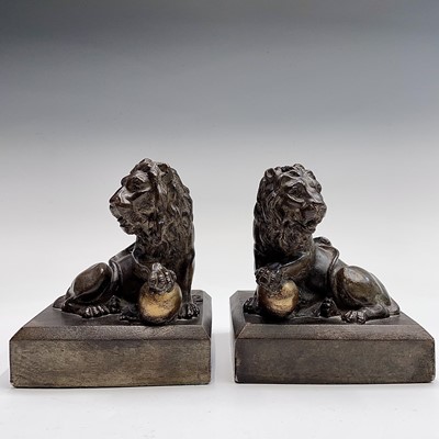 Lot 80 - A pair of 20th century bronzed composition...