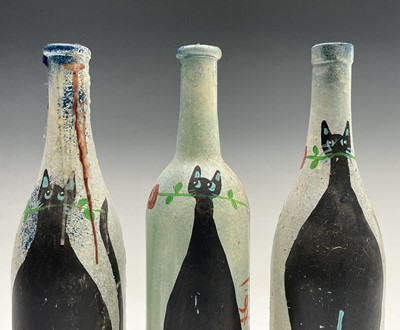 Lot 1003 - PONKLE (1934-2012) Eight painted glass bottles