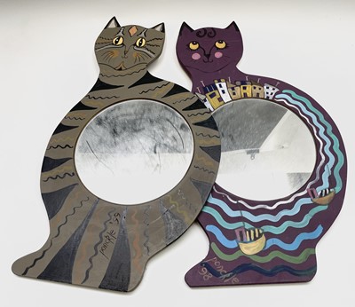 Lot 1004 - PONKLE (1934-2012)   Two painted wooden cats...