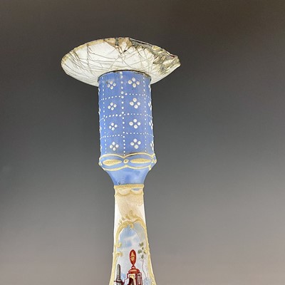 Lot 86 - A South Staffordshire enamel candlestick, late...