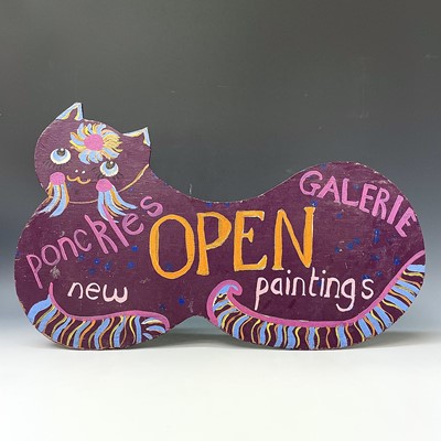 Lot 1007 - PONKLE (1934-2012) A painted wooden sign in...