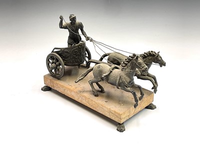 Lot 88 - An Italian bronze group of a chariot racer and...