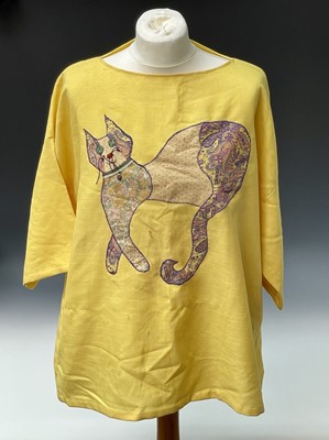 Lot 1008 - PONKLE (1934-2012) Two cat embroidered linen t-...