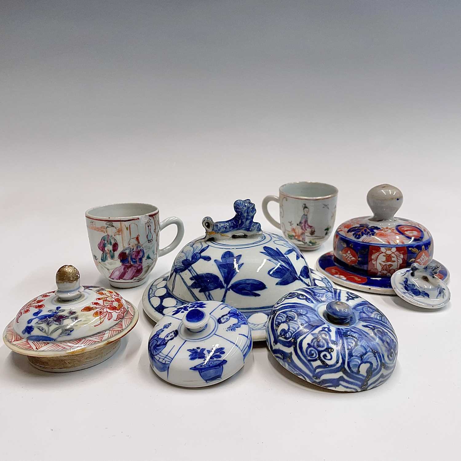 Lot 62 - Five Chinese porcelain vase covers, mainly...