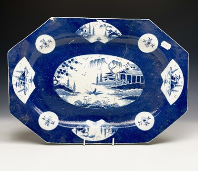 Lot 888 - A Bow powder blue meat platter, circa 1760,...