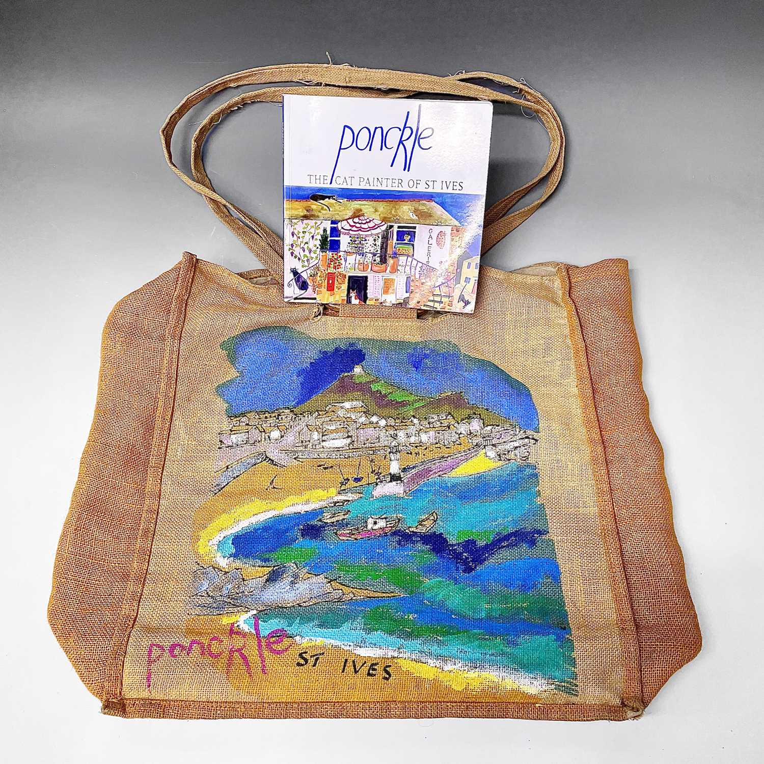 Lot 1009 - PONKLE (1934 - 2012) A hessian bag painted to...